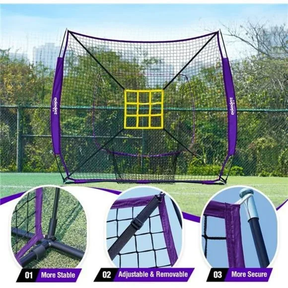 7'×7' Durable Baseball Practice Net + Portable Batting Ball Caddy - Foto 6